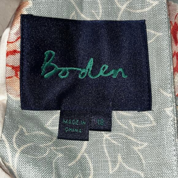 Boden Linen Floral Blazer Jacket Size 18 Blue Red Peony Print - Picture 6 of 9